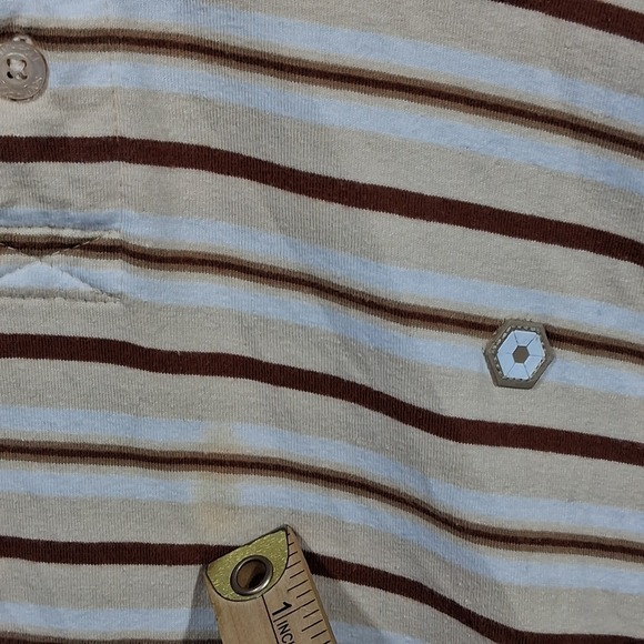 Southpole Polo Y2K Shirt Mens XL Tan Brown White Striped Pique‎ Hip Hop - Picture 6 of 12